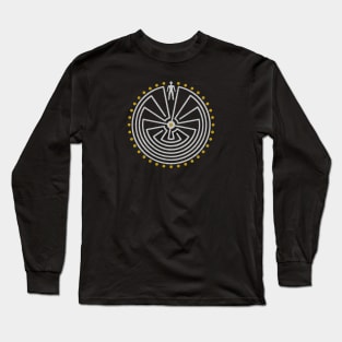 Native American Symbol - Man In The Maze - Gold Silver Long Sleeve T-Shirt